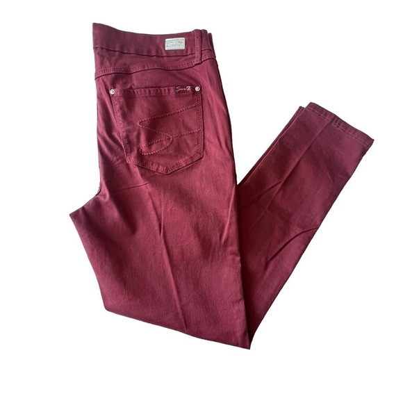 Seven 7 Tummy Less High Rise Skinny Jeans, Fired Brick Red Burnt size 14 - Picture 16 of 16